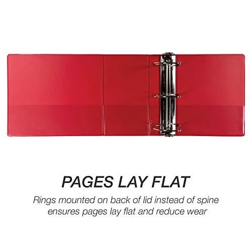 Samsill Durable 6-Inch 3-Ring Binder, Locking D-Ring, Clear View Cover, Red, 6-Pack | Holds 1225 Pages thumbnail 5