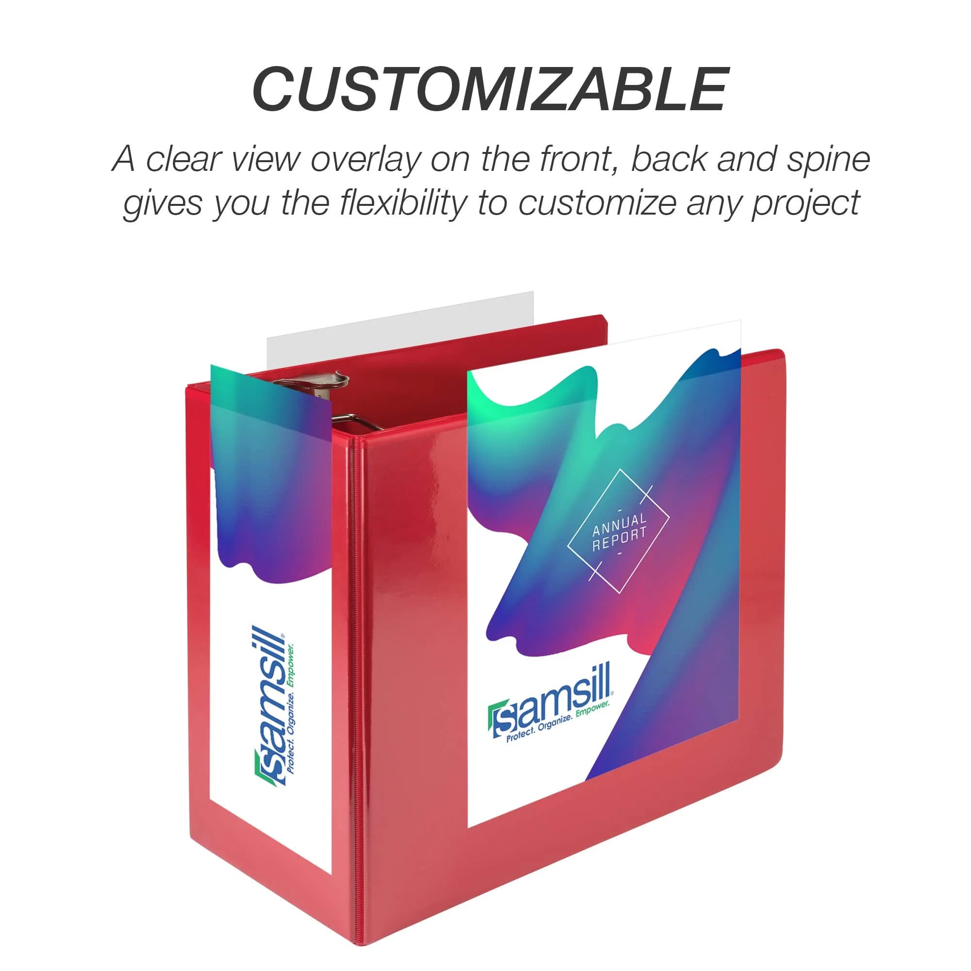Samsill Durable 6-Inch 3-Ring Binder, Locking D-Ring, Clear View Cover, Red, 6-Pack | Holds 1225 Pages - view 6