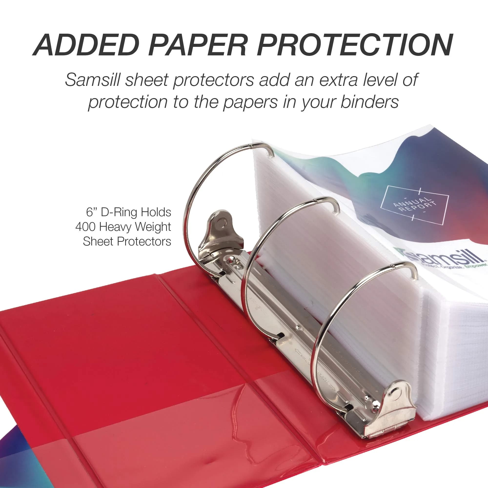 Samsill Durable 6-Inch 3-Ring Binder, Locking D-Ring, Clear View Cover, Red, 6-Pack | Holds 1225 Pages - view 3