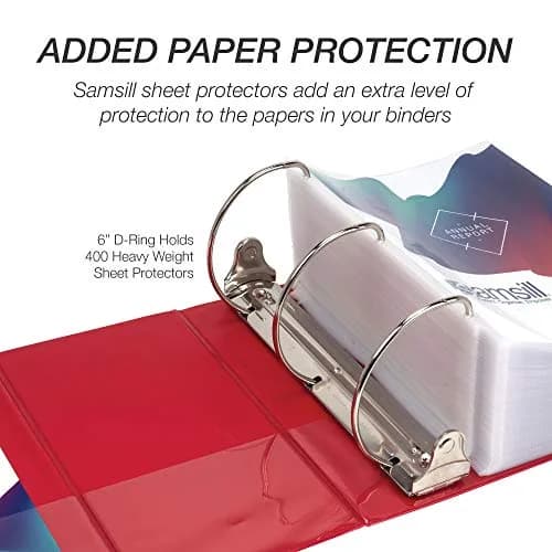 Samsill Durable 6-Inch 3-Ring Binder, Locking D-Ring, Clear View Cover, Red, 6-Pack | Holds 1225 Pages thumbnail 3