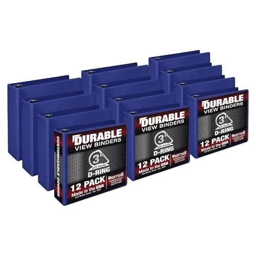 Samsill 3 Inch D-Ring Binder, Blue, 12 Pack | Holds 600 Sheets, 100% Recycled Chipboard thumbnail 1