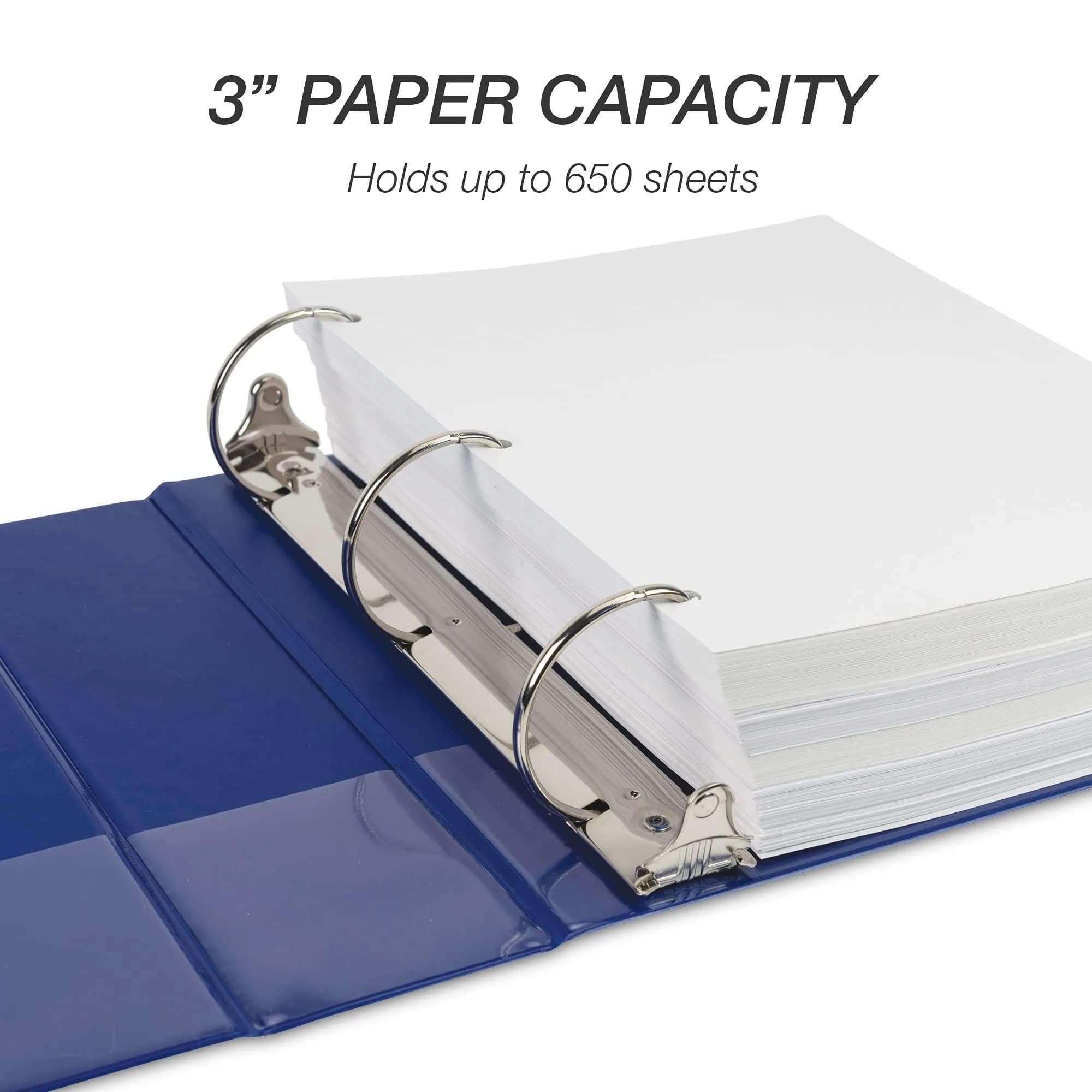 Samsill 3 Inch D-Ring Binder, Blue, 12 Pack | Holds 600 Sheets, 100% Recycled Chipboard - view 3