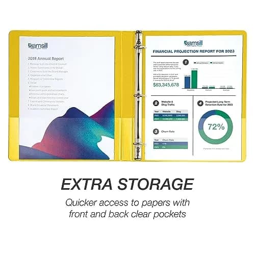 Samsill Yellow 12 Pack 0.5 Inch D-Ring Binder | Holds 125 Sheets, Recycled Chipboard thumbnail 4