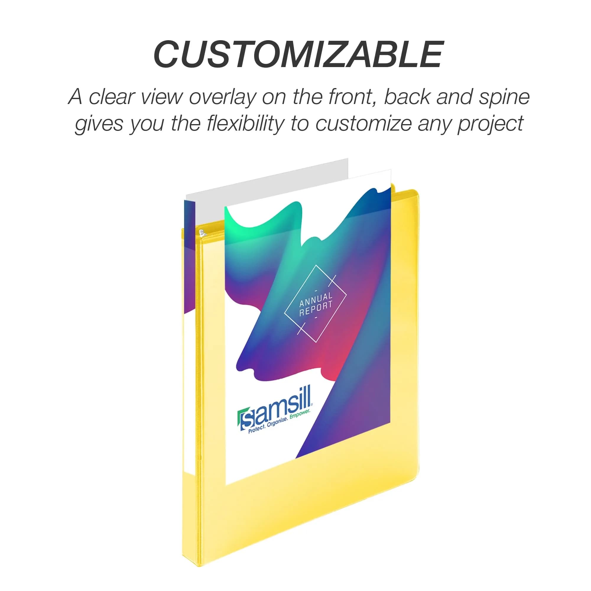Samsill Yellow 12 Pack 0.5 Inch D-Ring Binder | Holds 125 Sheets, Recycled Chipboard - view 6