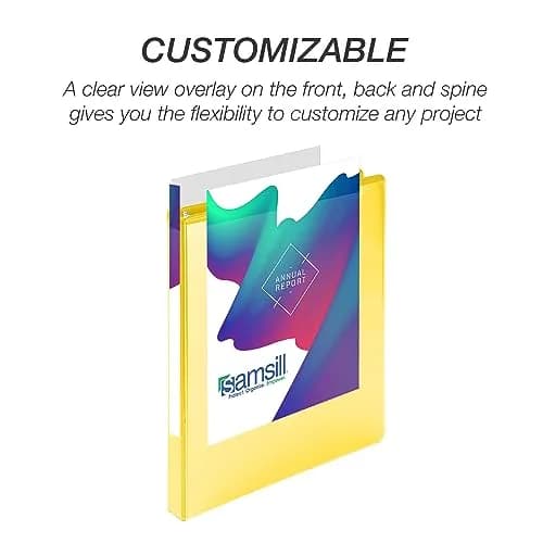 Samsill Yellow 12 Pack 0.5 Inch D-Ring Binder | Holds 125 Sheets, Recycled Chipboard thumbnail 6