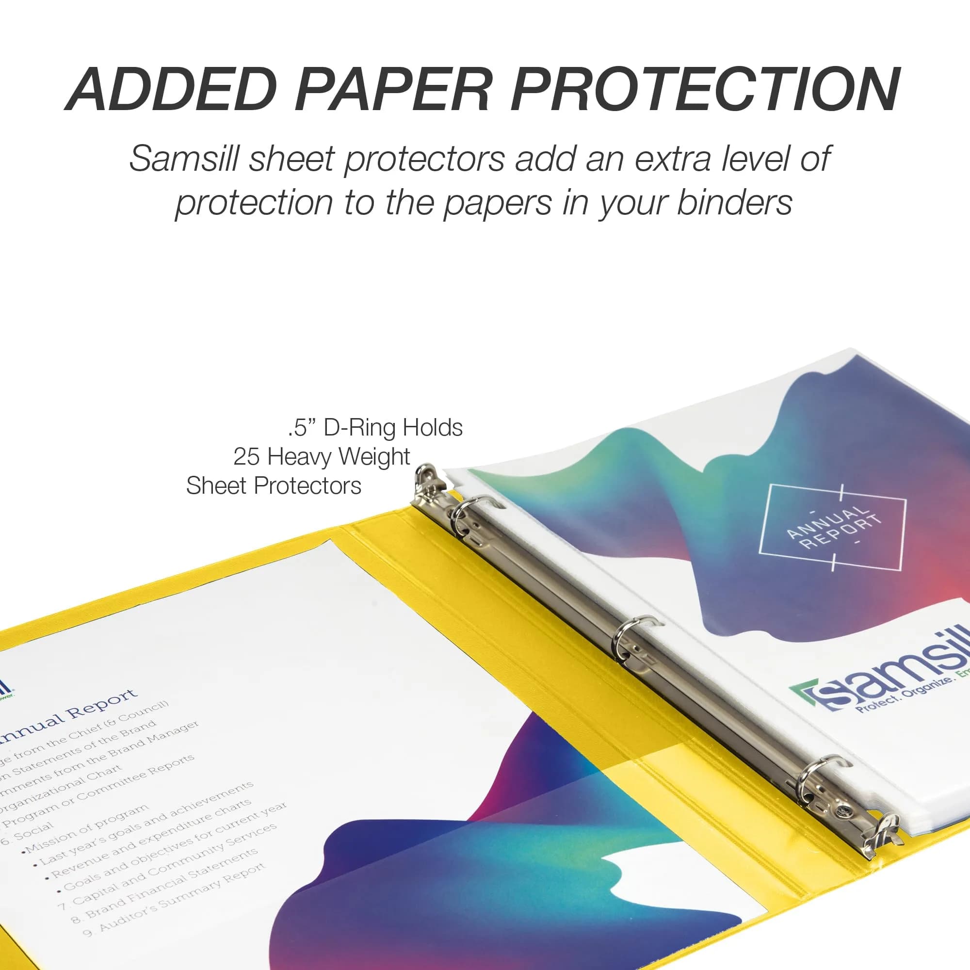 Samsill Yellow 12 Pack 0.5 Inch D-Ring Binder | Holds 125 Sheets, Recycled Chipboard - view 7