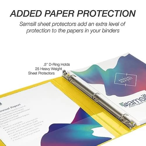 Samsill Yellow 12 Pack 0.5 Inch D-Ring Binder | Holds 125 Sheets, Recycled Chipboard thumbnail 7