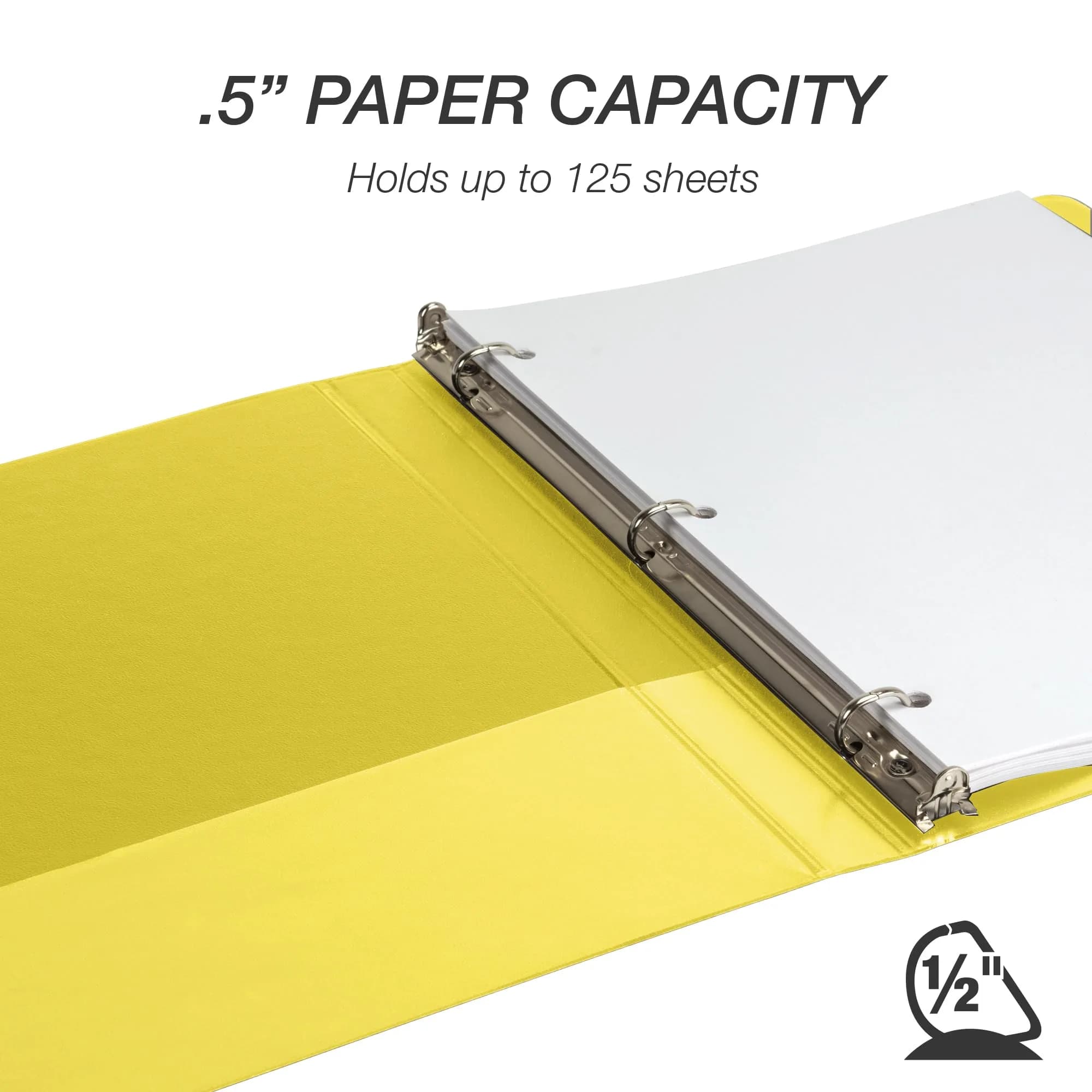 Samsill Yellow 12 Pack 0.5 Inch D-Ring Binder | Holds 125 Sheets, Recycled Chipboard - view 3