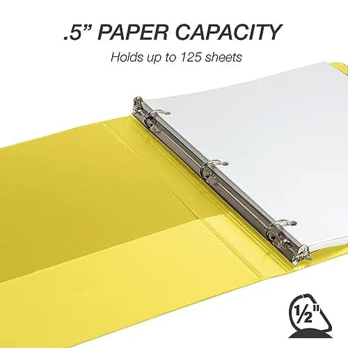 Samsill Yellow 12 Pack 0.5 Inch D-Ring Binder | Holds 125 Sheets, Recycled Chipboard thumbnail 3
