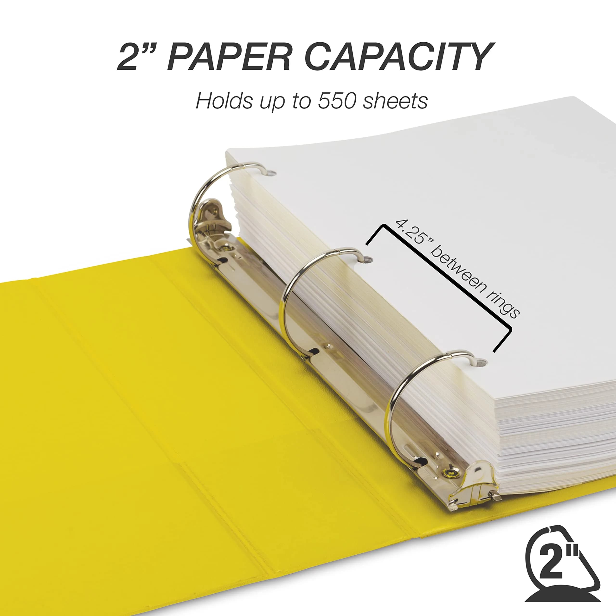 Samsill Durable 5.1cm (2 inch) 3 Ring Binder, D Ring Binder, 12 Pack Yellow | Recycled Chipboard for Office & School - view 3