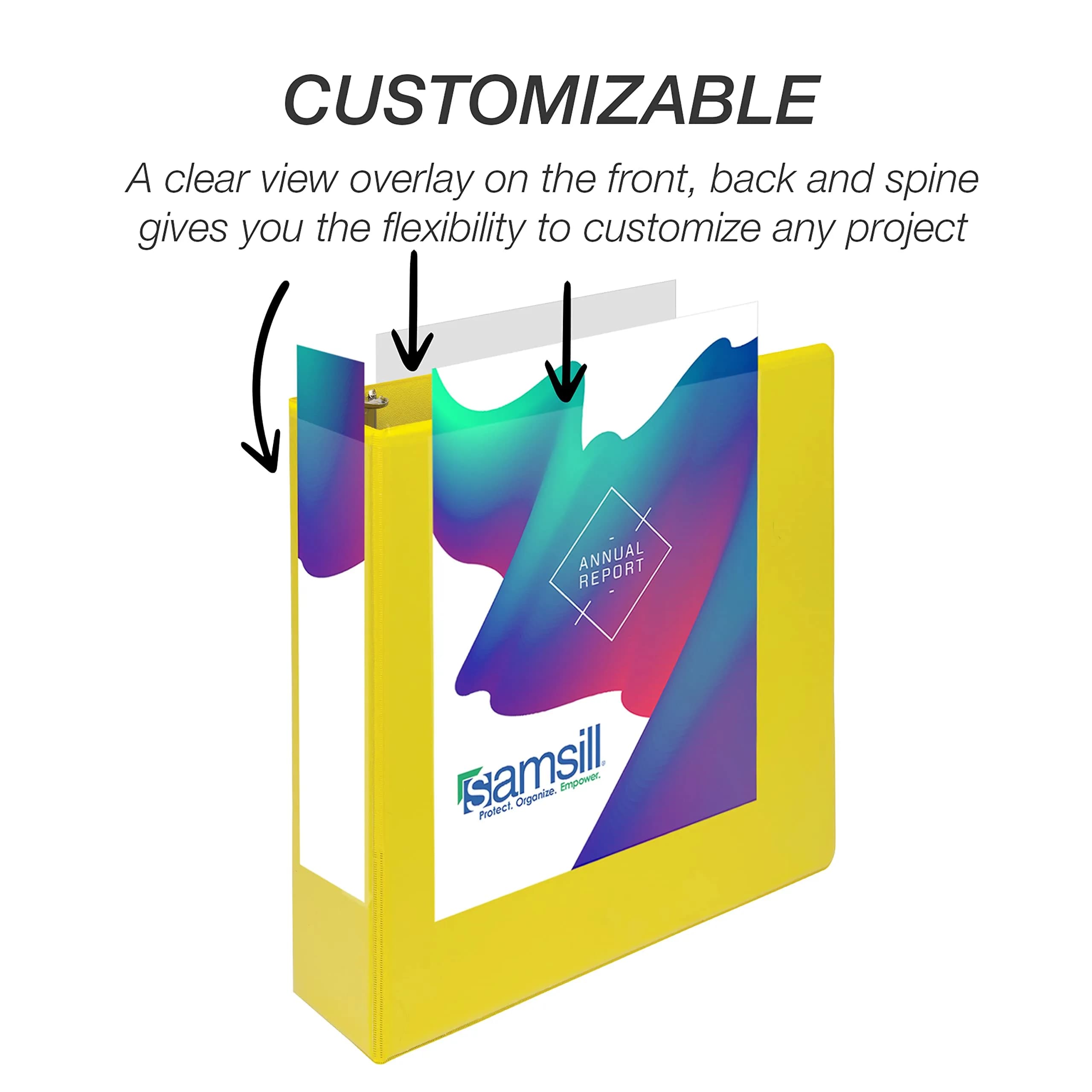 Samsill Durable 5.1cm (2 inch) 3 Ring Binder, D Ring Binder, 12 Pack Yellow | Recycled Chipboard for Office & School - view 6