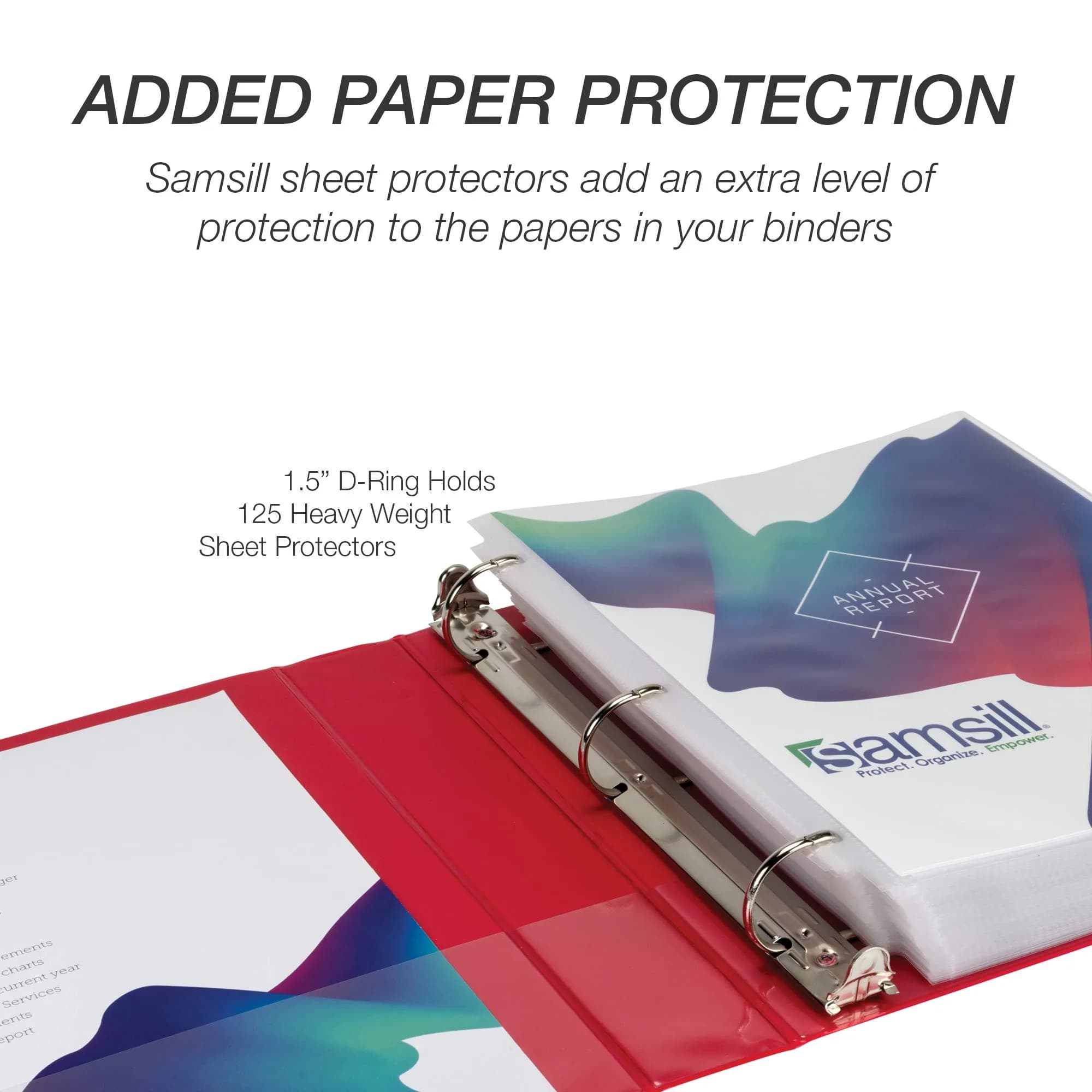 Samsill 3.8cm (1.5 inch) 3 Ring D-Ring Binder, 12 Pack Red | Heavy Duty Recycled Chipboard - view 7