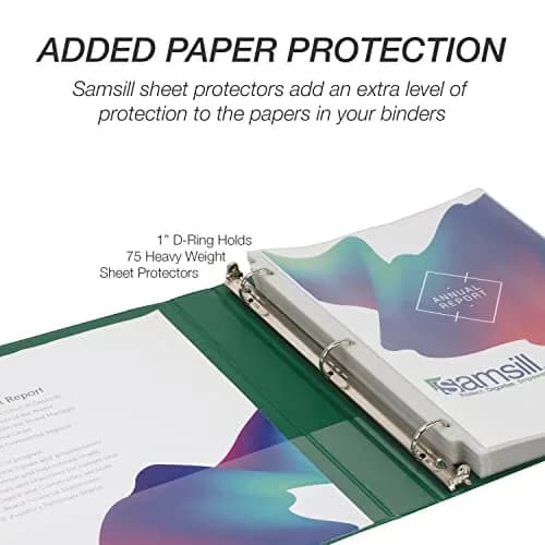 Samsill Durable 1 Inch 3 Ring D-Ring Binder, Green, 12 Pack | Holds 600 Sheets thumbnail 7