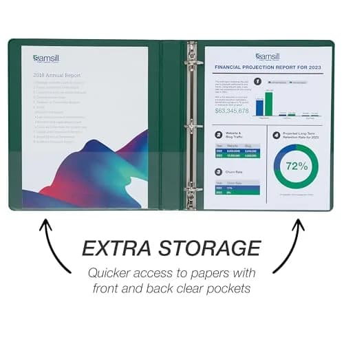 Samsill Durable 1 Inch 3 Ring D-Ring Binder, Green, 12 Pack | Holds 600 Sheets thumbnail 3