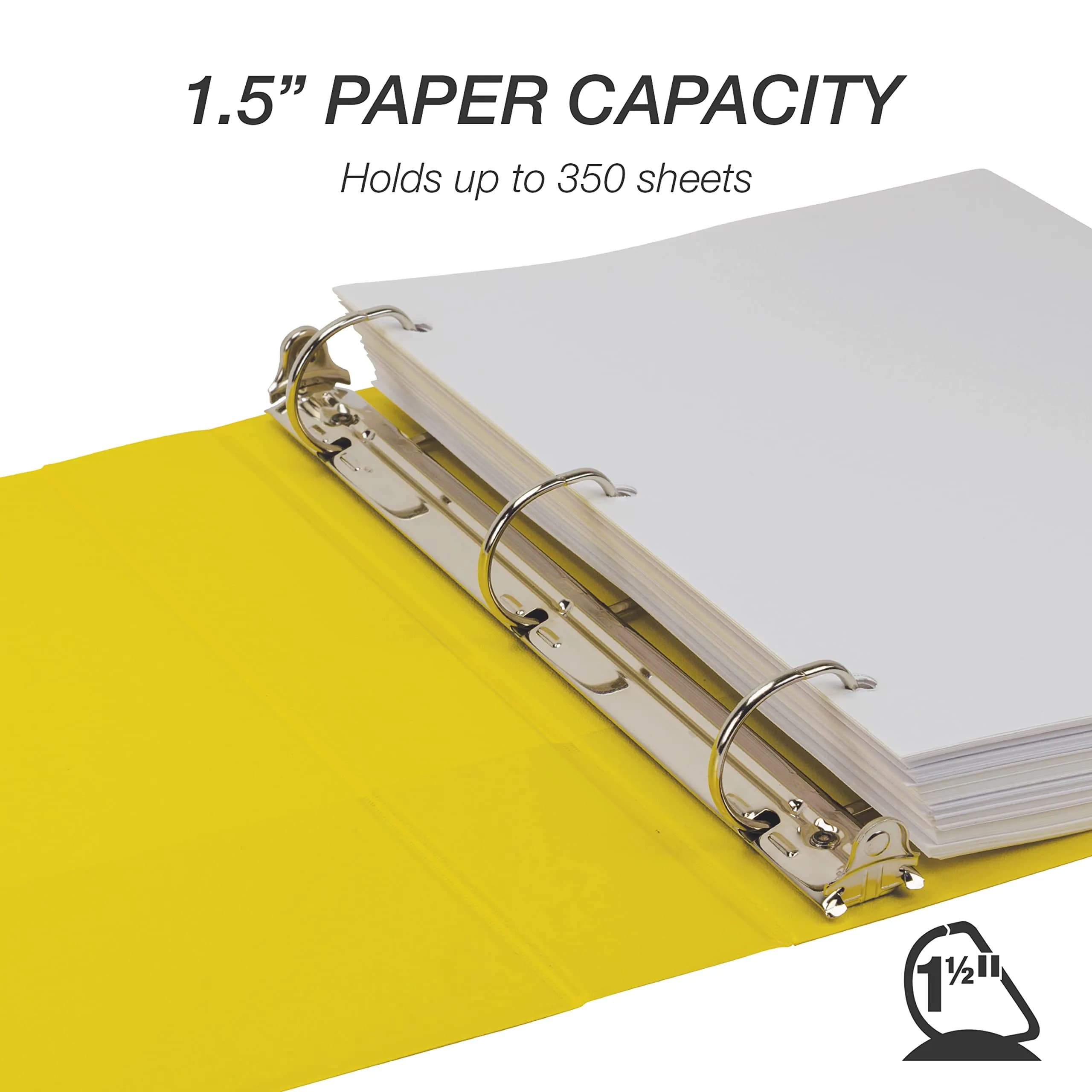 Samsill 3.8cm (1.5 inch) 3 Ring D-Ring Binder, Yellow, 12 Pack | Recycled Chipboard, Holds 600 Sheets - view 3
