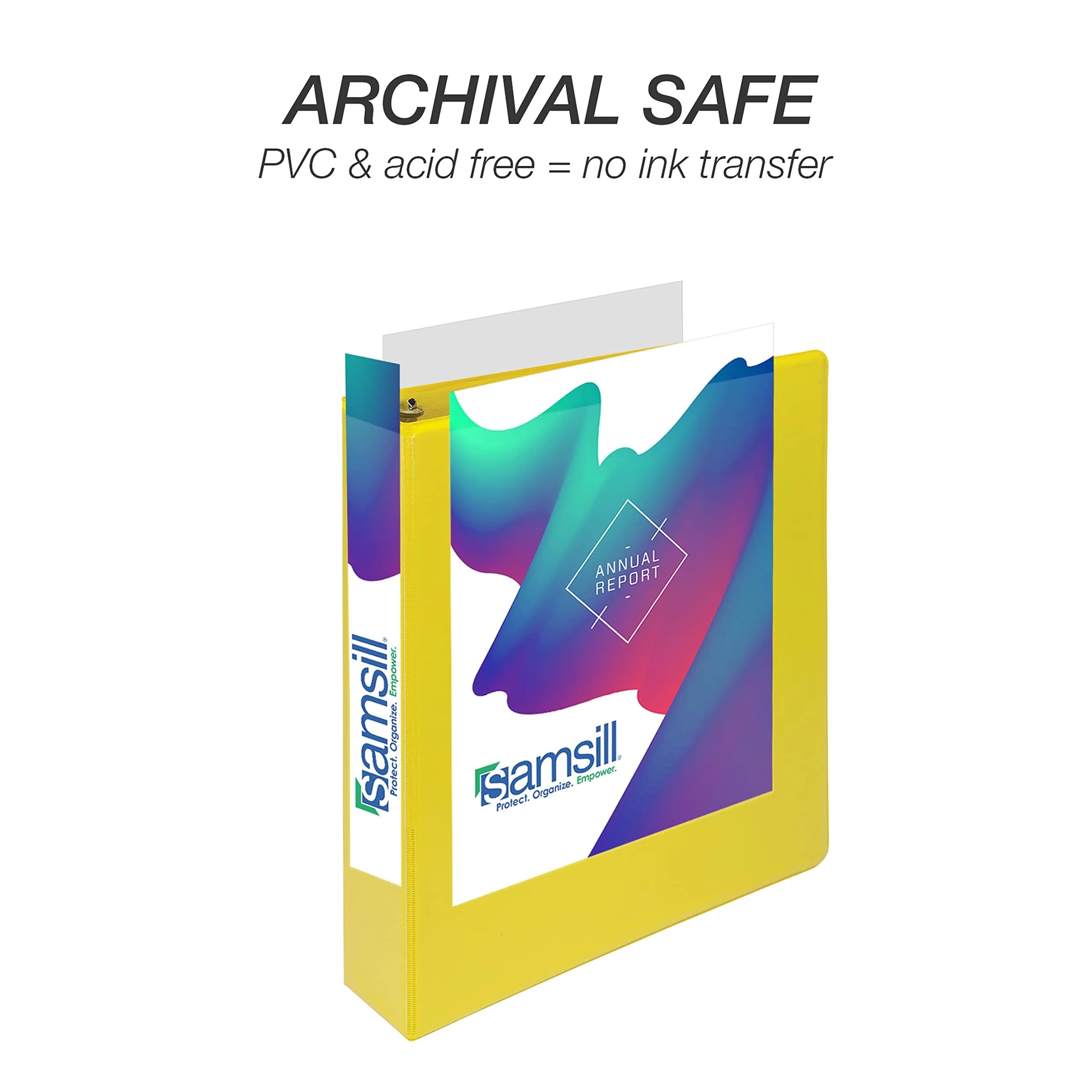 Samsill 3.8cm (1.5 inch) 3 Ring D-Ring Binder, Yellow, 12 Pack | Recycled Chipboard, Holds 600 Sheets - view 5