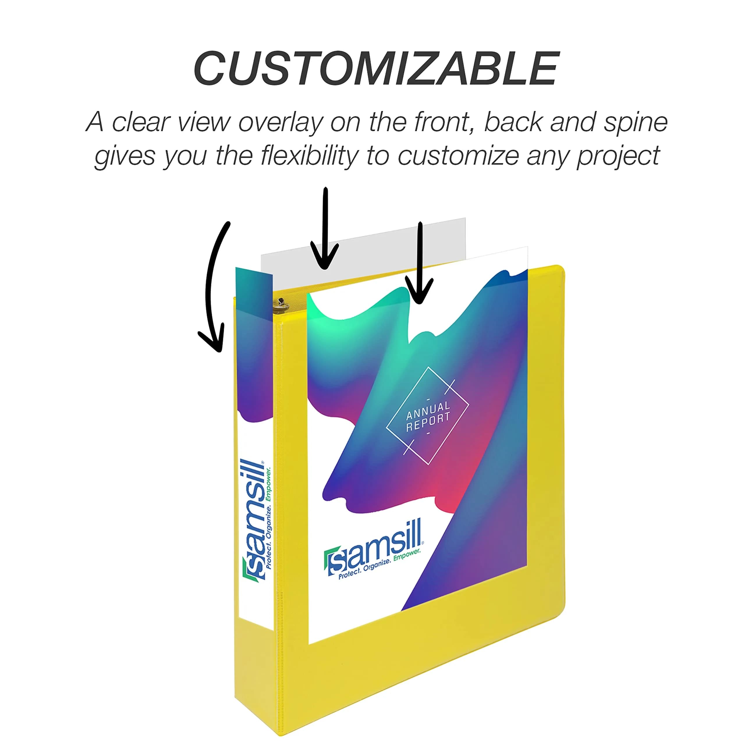 Samsill 3.8cm (1.5 inch) 3 Ring D-Ring Binder, Yellow, 12 Pack | Recycled Chipboard, Holds 600 Sheets - view 6