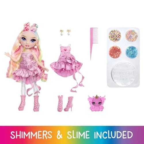 Rainbow High Bella Pink 11” Fashion Doll with Slime Kit & Magical Llama Pet | Ages 3+ (7-Piece Set) thumbnail 2
