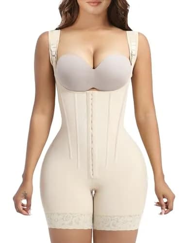 YIANNA Fajas Colombianas Shapewear for Women Tummy Control,YA7306-Beige-L | Body Shaper with Steel Bones & Zipper thumbnail 1