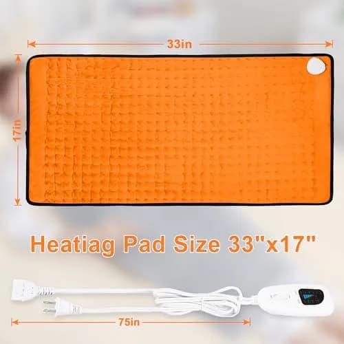 Deepsoon Electric Heating Pad for Back 33x17 Inch | Muscle Pain Relief with 6 Heat Settings & Auto Shut-Off thumbnail 9