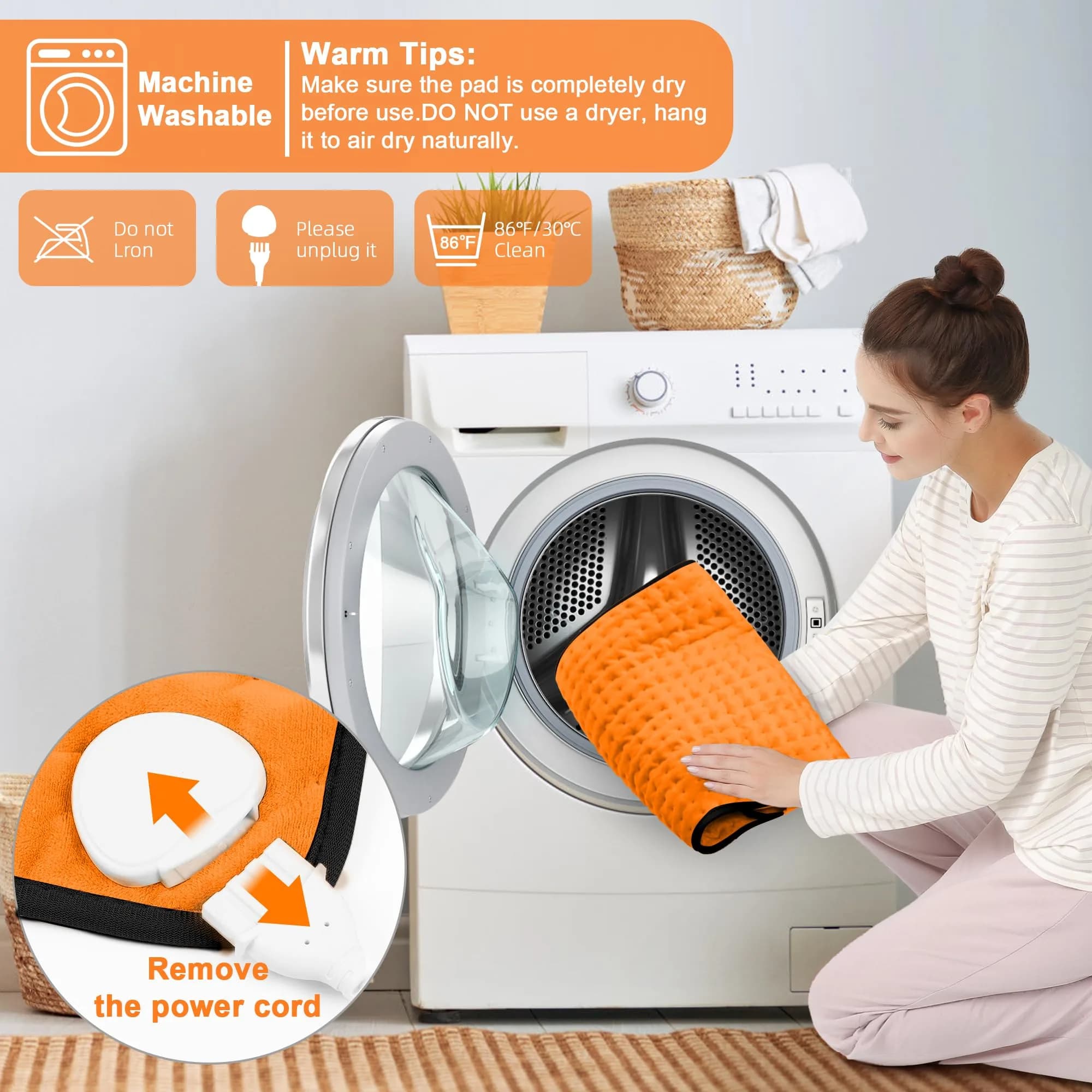 Deepsoon Orange Black Electric Heating Pad 33x17 Inch | Targeted Pain Relief with Auto Shut-Off - view 5