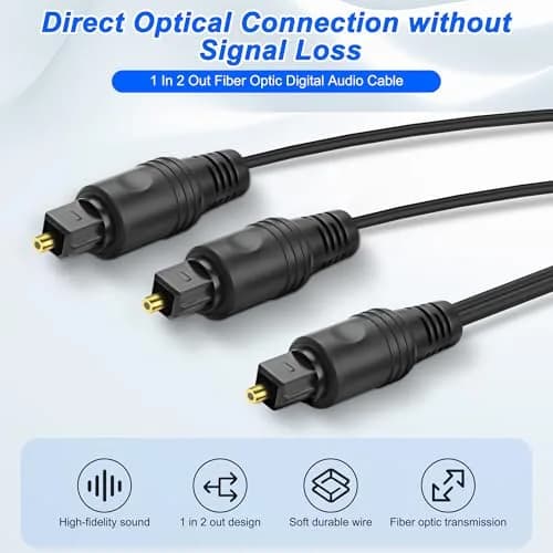 MEIRIYFA Digital Optical Splitter Adapter Cable 1 in 2 Out | Supports 5.1-7.1 Surround Sound, 1M Length thumbnail 8