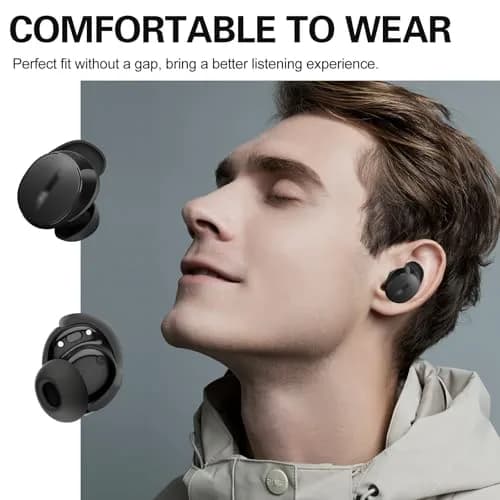 PUCGUE Silicone Ear Tips Covers for Bose QuietComfort Earbuds 2024 | Anti-Slip Fit Kit (Black) thumbnail 4