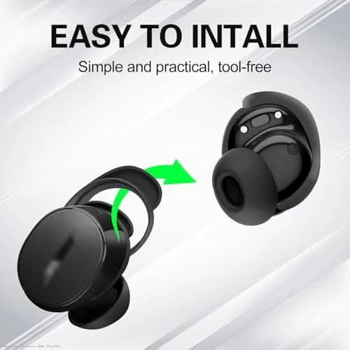 PUCGUE Silicone Ear Tips Covers for Bose QuietComfort Earbuds 2024 | Anti-Slip Fit Kit (Black) thumbnail 5