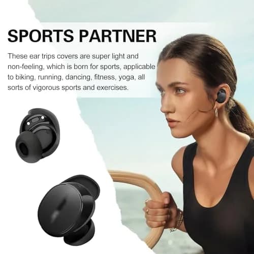PUCGUE Silicone Ear Tips Covers for Bose QuietComfort Earbuds 2024 | Anti-Slip Fit Kit (Black) thumbnail 2