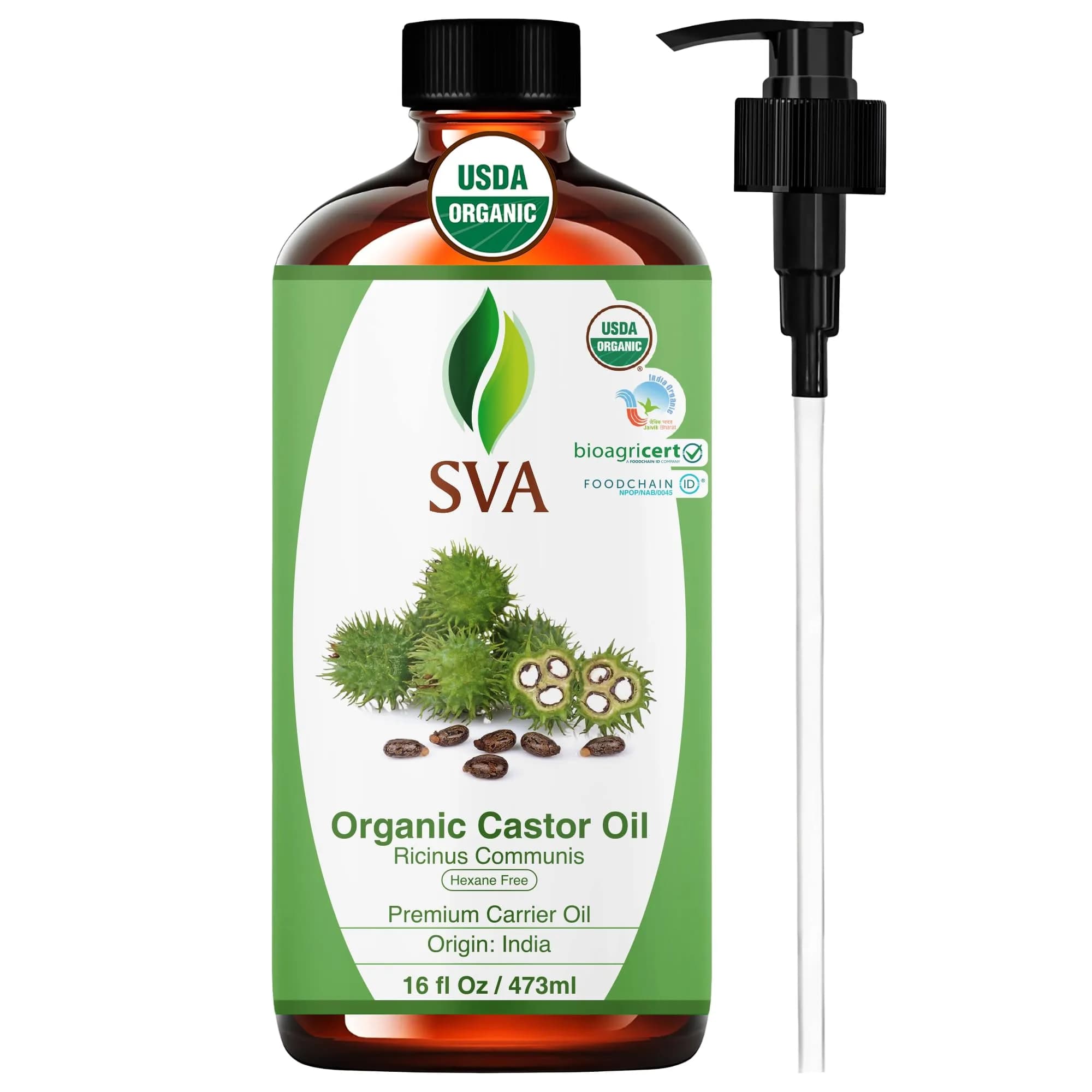 SVA Organics Castor Carrier Oil - 16 Fl Oz (473 ml) | Pure & Natural Seed Oil - main product image