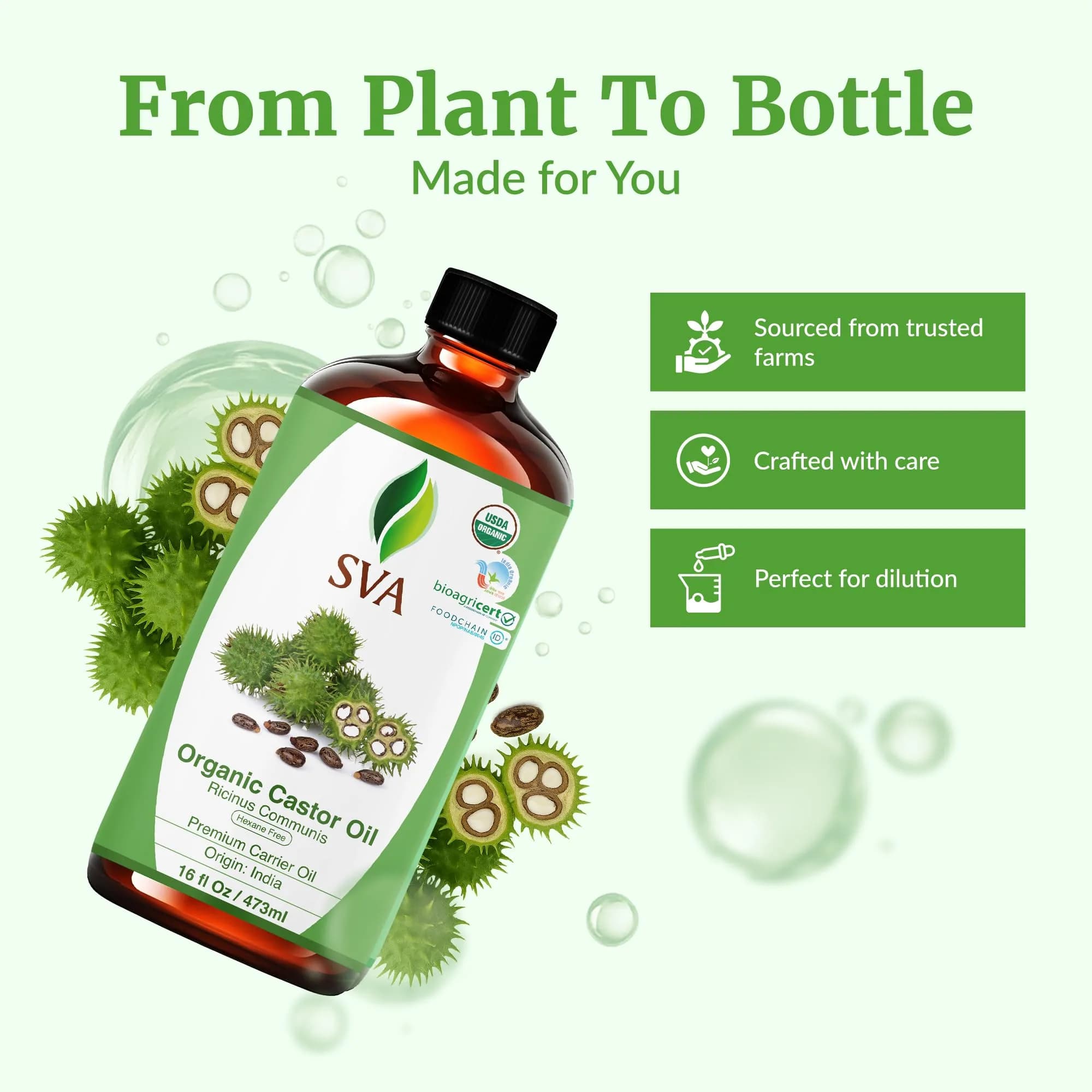 SVA Organics Castor Carrier Oil - 16 Fl Oz (473 ml) | Pure & Natural Seed Oil - view 4
