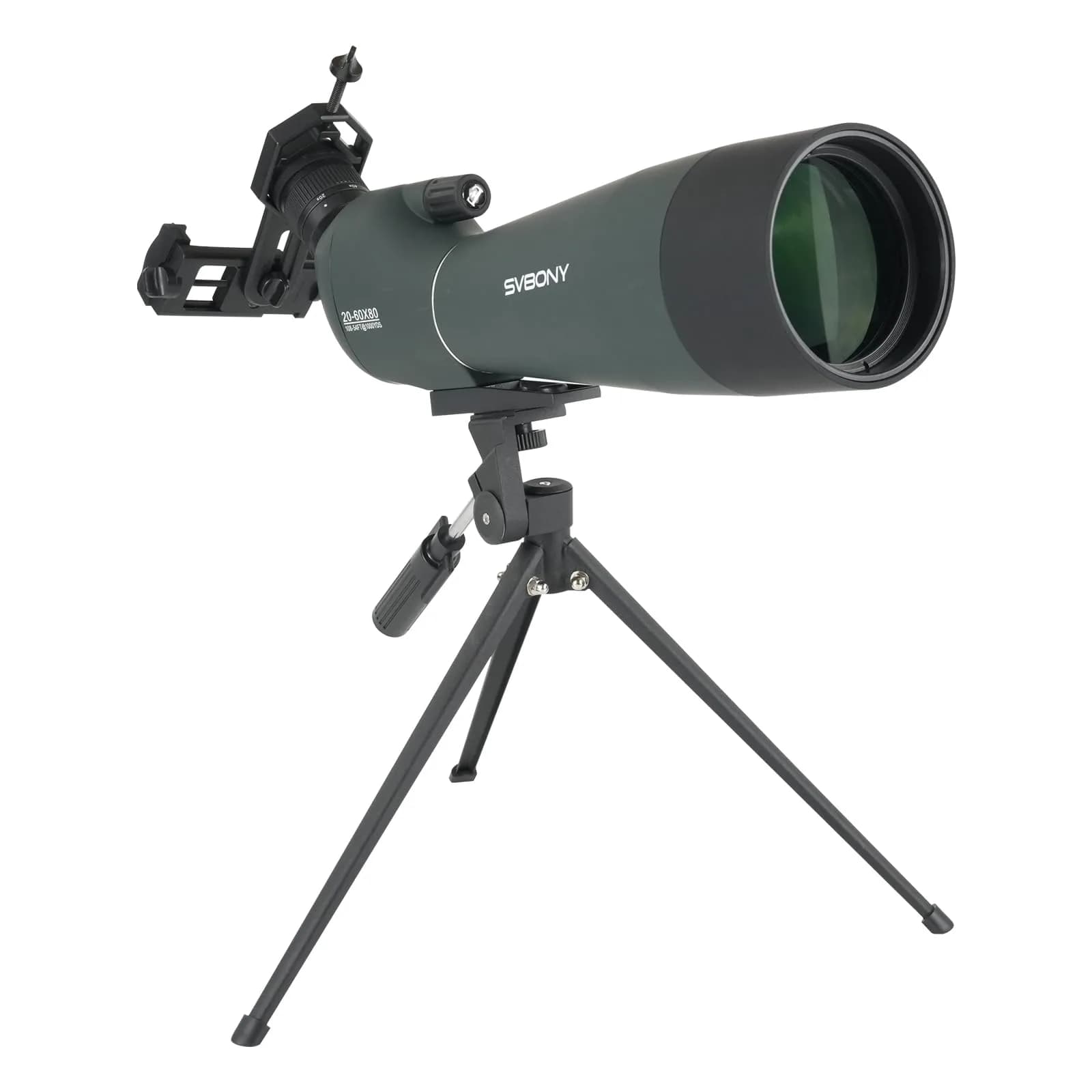 SVBONY SV28 Spotting Scope 20-60x80mm | FMC Coating, Long Range, with Phone Adapter & Tripod - main product image