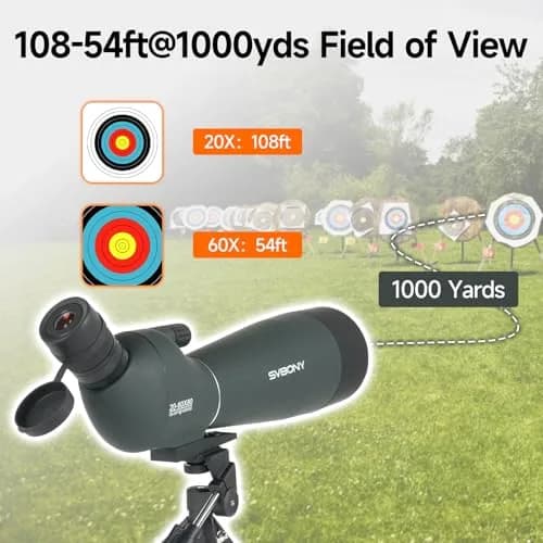 SVBONY SV28 Spotting Scope 20-60x80mm | FMC Coating, Long Range, with Phone Adapter & Tripod thumbnail 7