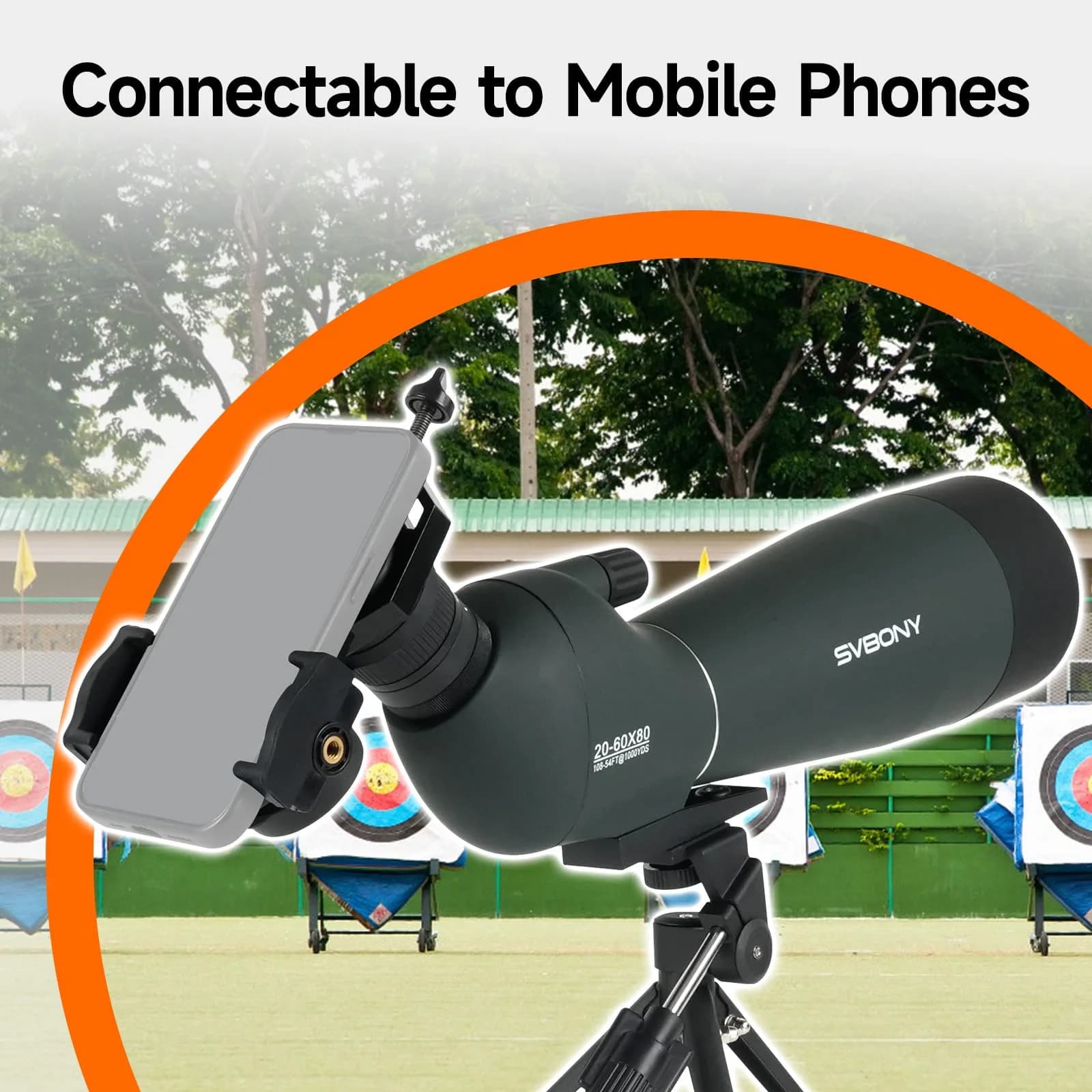 SVBONY SV28 Spotting Scope 20-60x80mm | FMC Coating, Long Range, with Phone Adapter & Tripod - view 8