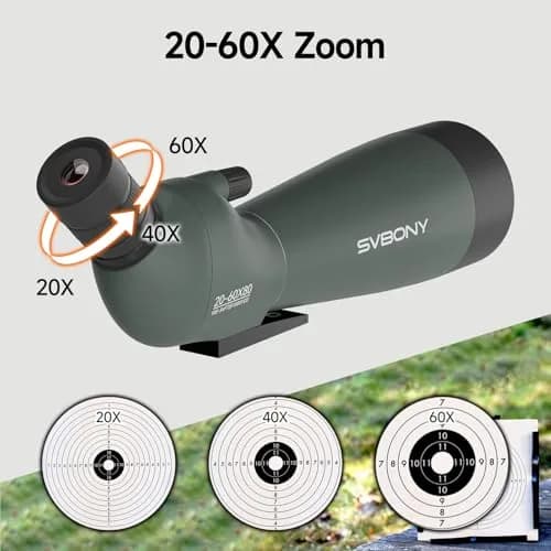 SVBONY SV28 Spotting Scope 20-60x80mm | FMC Coating, Long Range, with Phone Adapter & Tripod thumbnail 2