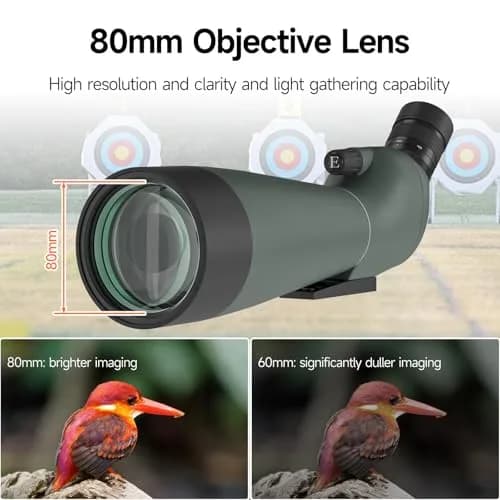 SVBONY SV28 Spotting Scope 20-60x80mm | FMC Coating, Long Range, with Phone Adapter & Tripod thumbnail 3