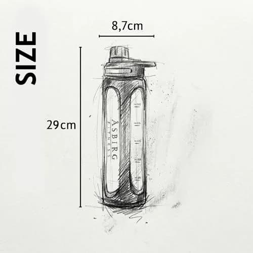 Asbirg 2.0 | 35 oz Glass Protein Shaker Bottle – BPA-Free, Leakproof Lid, Stainless Steel Mixing Ball & Silicone Sleeve – Gym Shaker for Smoothies, Shakes & Pre-Workout | Black thumbnail 7