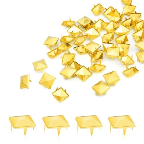 CooBigo 500pcs Square Pyramid Studs for Clothing | Edgy Punk Rivets, 10mm, Gold thumbnail 1
