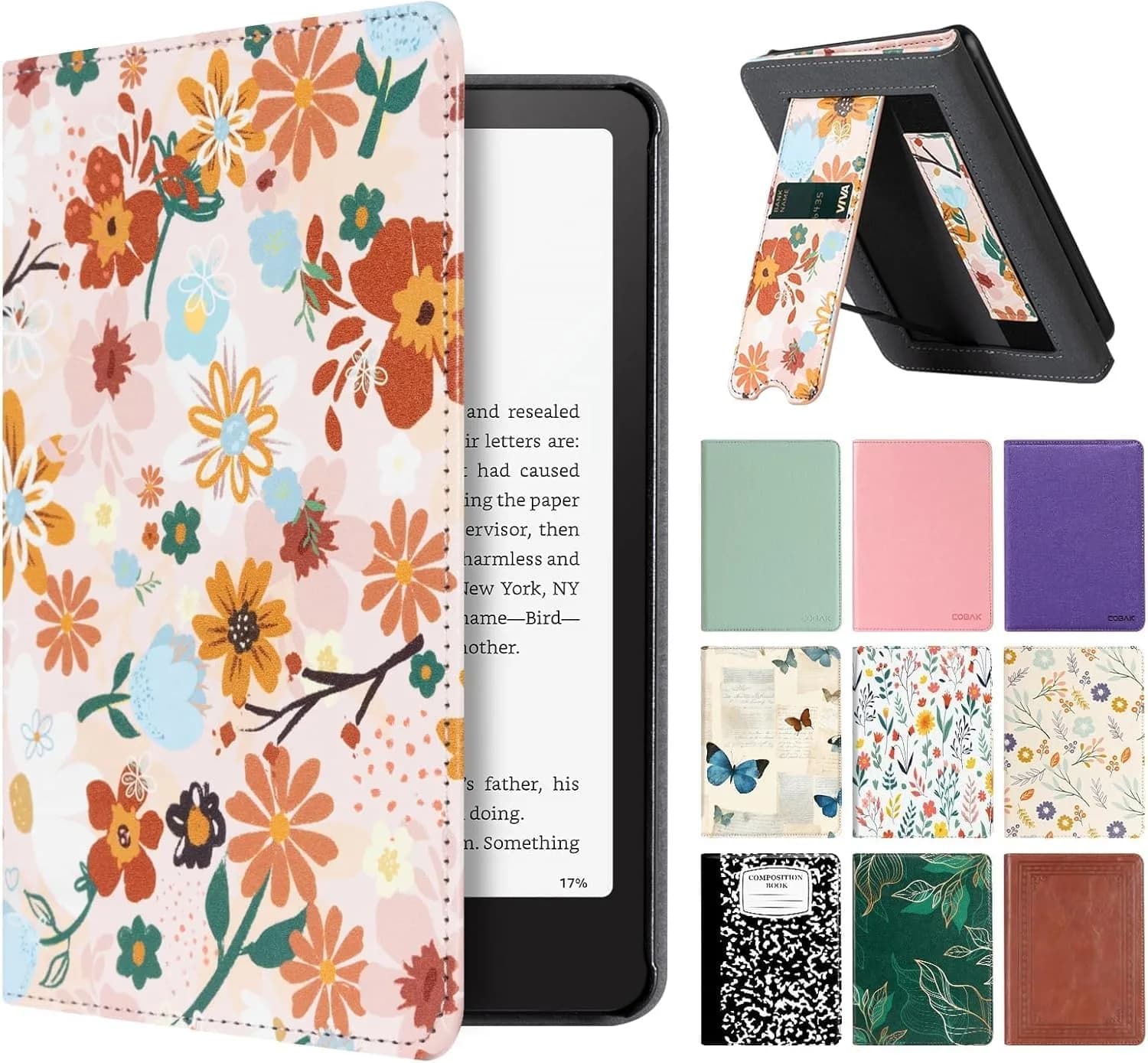 CoBak Stand Case for Kindle Paperwhite 12th Gen 2024 & Colorsoft 7" | Tan Jas PU Leather with Hand Strap & Kickstand - main product image