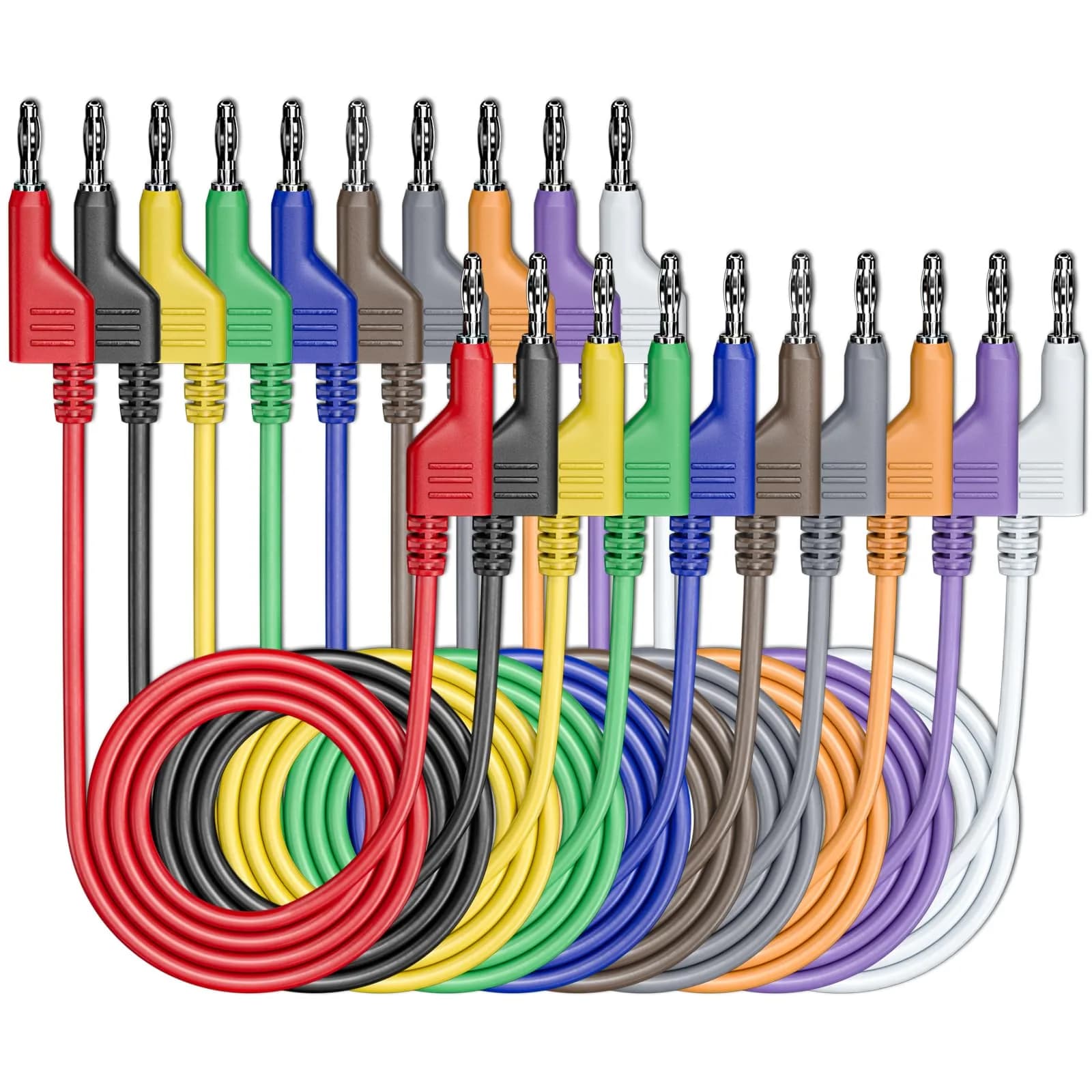 Goupchn Stackable Banana Plug Test Leads 2m (6.56ft) | 1000V 15A 5-Color Set