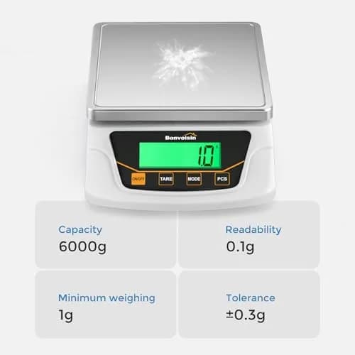 Bonvoisin Digital Gram Scale 6000g x 0.1g Lab Scale with 6 Units | Precision Weighing for Labs & Jewelry thumbnail 2