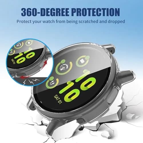 Kimiyaki 2 Pack Garmin vivoactive 5 Screen Protector Case | Full Coverage, Hard PC Bumper, Tempered Glass Film thumbnail 5