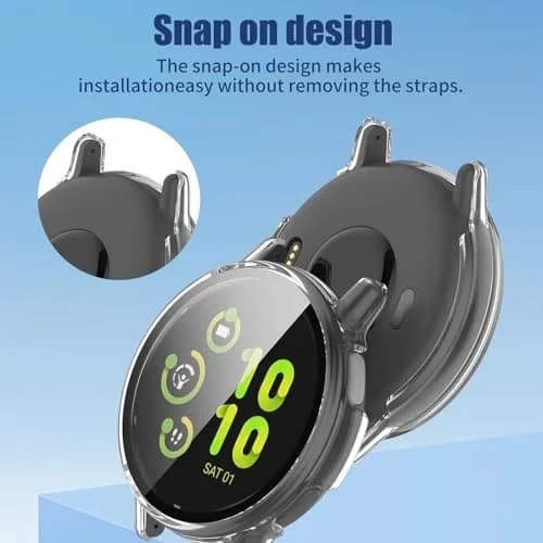 Kimiyaki 2 Pack Garmin vivoactive 5 Screen Protector Case | Full Coverage, Hard PC Bumper, Tempered Glass Film thumbnail 6