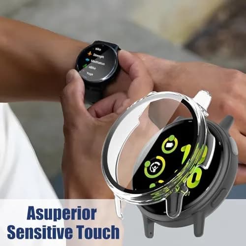 Kimiyaki 2 Pack Garmin vivoactive 5 Screen Protector Case | Full Coverage, Hard PC Bumper, Tempered Glass Film thumbnail 7