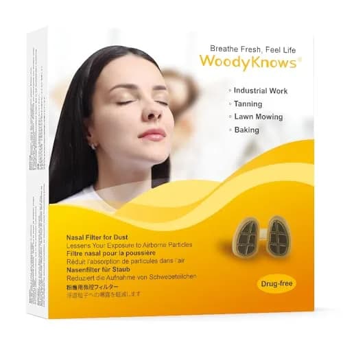 WoodyKnows Nasal Filters for Dust, X-Large (52 Count) | Discreet Nose Air Filter for Dusty Activities thumbnail 1