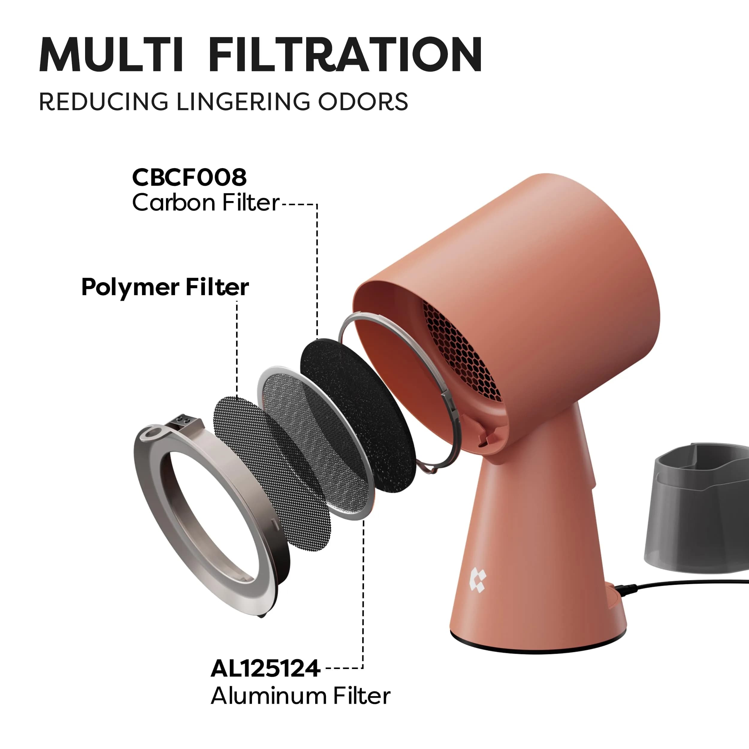 CIARRA Orange Portable Range Hood with 3-Layer Filtration & 2-Speed Fan | Compact Kitchen Exhaust Vent for Small Spaces thumbnail 8