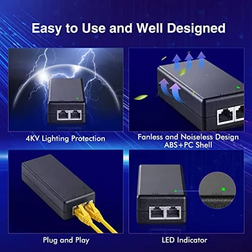 MokerLink 2.5 Gigabit PoE Injector 30W | 2.5G/1G/100M Ethernet, Plug & Play, 100 Meters Range thumbnail 5