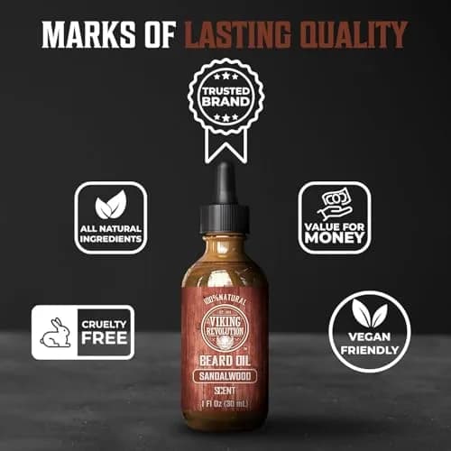 Viking Revolution Sandalwood Beard Balm (2oz) & Beard Oil (1 fl oz) Bundle | Soften & Moisturize Facial Hair thumbnail 5
