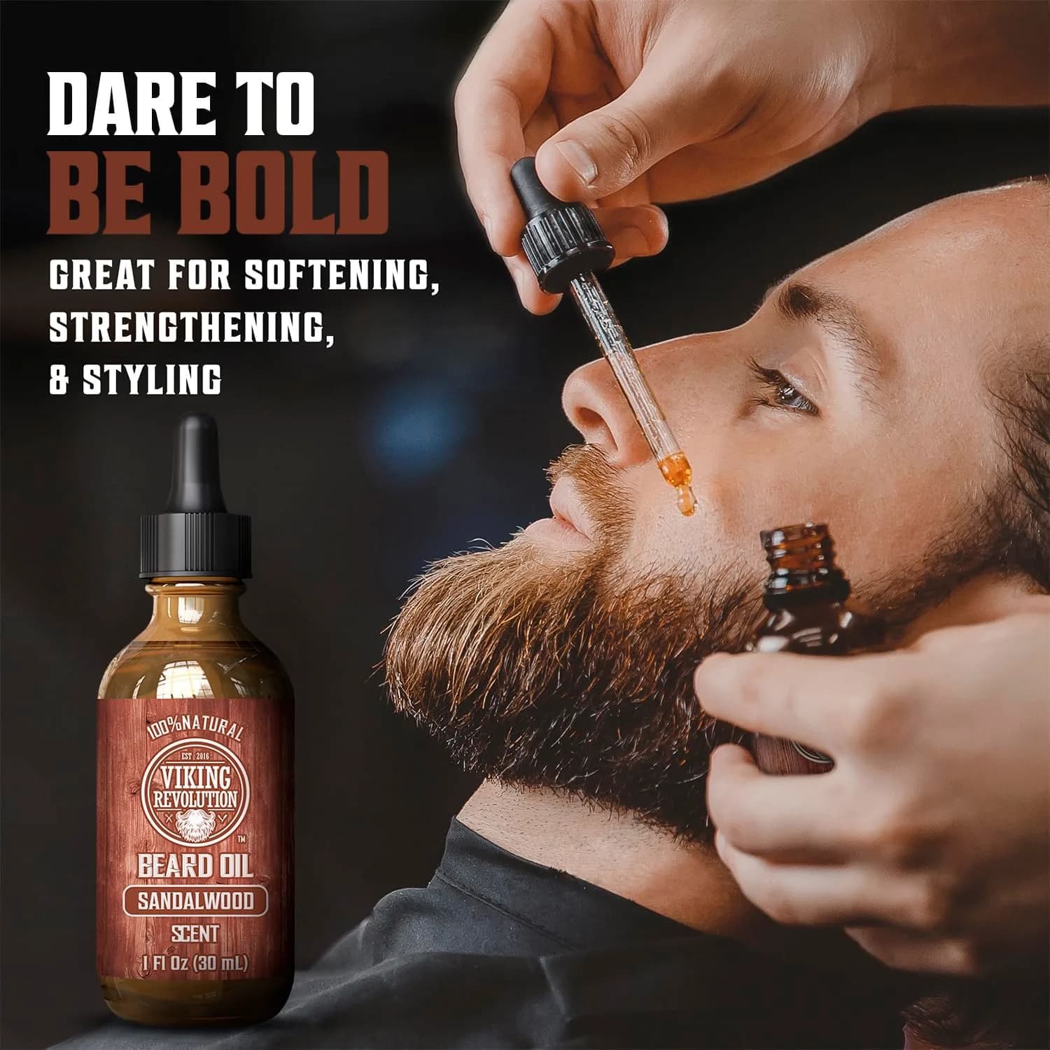 Viking Revolution Sandalwood Beard Balm (2oz) & Beard Oil (1 fl oz) Bundle | Soften & Moisturize Facial Hair - view 6