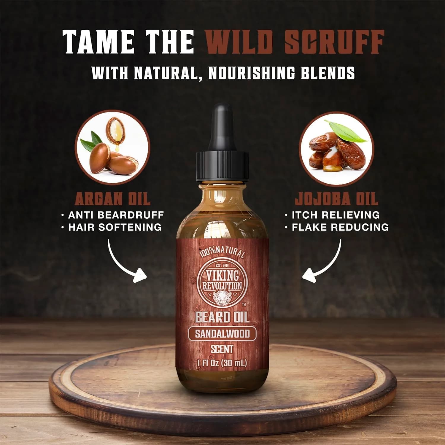 Viking Revolution Sandalwood Beard Balm (2oz) & Beard Oil (1 fl oz) Bundle | Soften & Moisturize Facial Hair - view 4